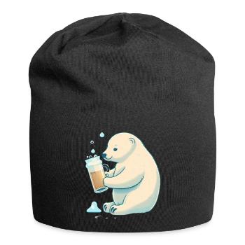 Eisbär genießt ein leckeres Bier - Jersey-Beanie - Schwarz - Vorne