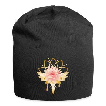 Lotus flower with golden blossom symbol - Jersey Beanie - black - Front