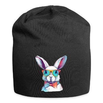 Lewis the spectacled rabbit - Jersey Beanie - black - Front