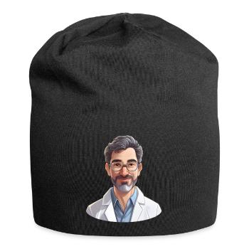 Portrait eines Mannes im Cartoon Stil - Jersey-Beanie - Schwarz - Vorne