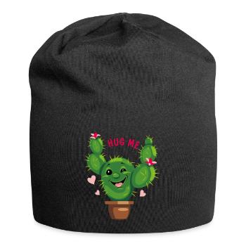 Cactus souriant. Fais-moi un câlin - Bonnet en jersey - noir - Devant