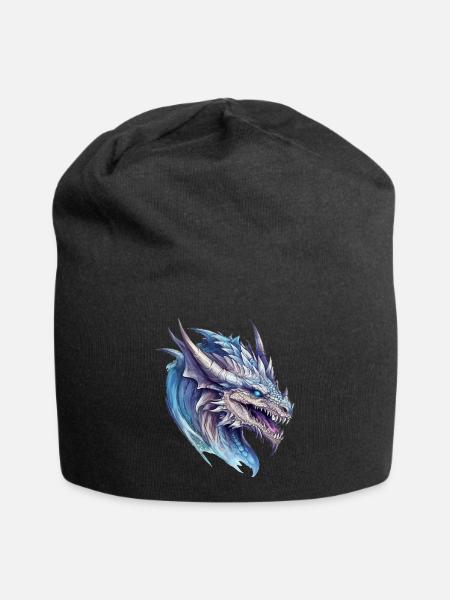 Drache Wasserfarben Zeichnung - Jersey-Beanie - Schwarz