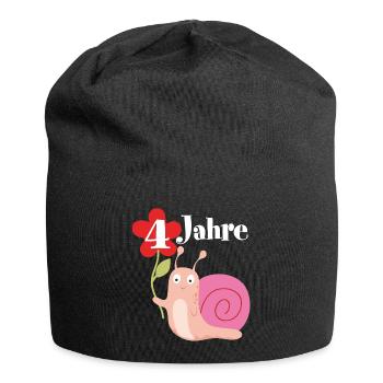 Schnecke gratuliert zum 4. Geburtstag ich bin vier - Jersey-Beanie - Schwarz - Vorne