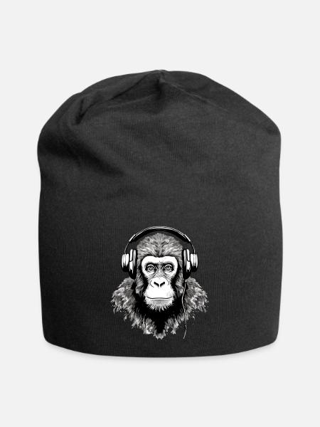 Chita, der audiophile Affe - Jersey-Beanie - Schwarz
