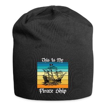 Das ist mein Piratenschiff - Jersey-Beanie - Schwarz - Vorne
