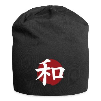 Friedens-Kanji - Jersey-Beanie - Schwarz - Vorne