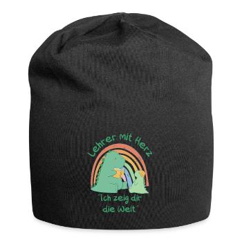 Lehrer mit Herz - Ich zeig dir die Welt - Jersey-Beanie - Schwarz - Vorne