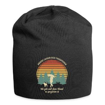 Frau mit Hund Gassi gehen Therapie Hundebesitzerin - Jersey-Beanie - Schwarz - Vorne