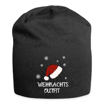 Weihnachten - Xmas - Weihnachtsfeier - Outfit - Jersey-Beanie - Schwarz - Vorne