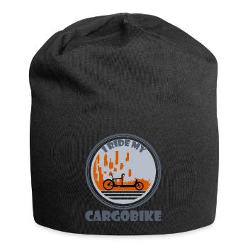 Vélo cargo, vélo cargo, paysage urbain à vélo électrique - Bonnet en jersey - noir - Devant