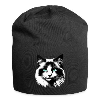 Visage de chat sympathique - Bonnet en jersey - noir - Devant