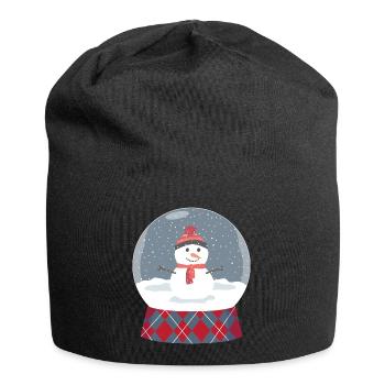 Boule de verre avec bonhomme de neige - Bonnet en jersey - noir - Devant
