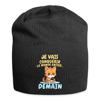 Chat ambitieux demain conquérir le monde - Bonnet en jersey - noir - Devant