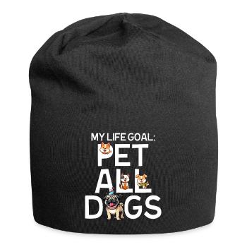 Mein Lebensziel ist es, alle Hunde zu streicheln - Jersey-Beanie - Schwarz - Vorne