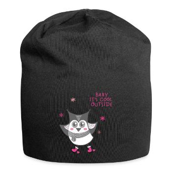 Baby it's cool outside - Owl - Jersey Beanie - black - Front