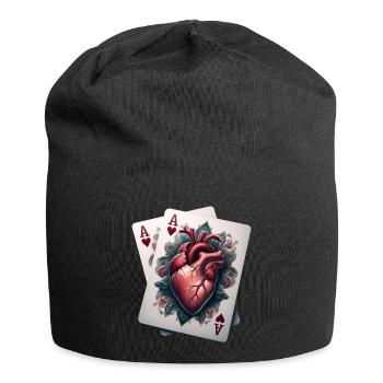 Herz Ass - Jersey-Beanie - Schwarz - Vorne