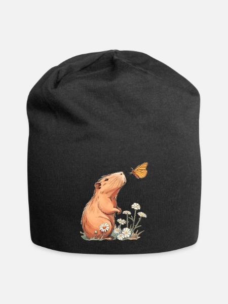 Capybara Schmetterling - Jersey-Beanie - Schwarz