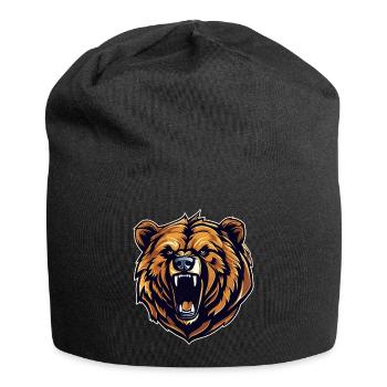 Stolzer brüllender Bär im Retro Style - Jersey-Beanie - Schwarz - Vorne