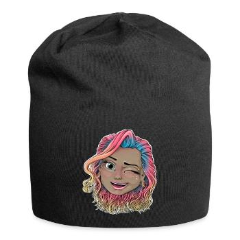 Vibrant Winking Illustration - Jersey Beanie - black - Front