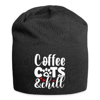 Kaffee Katzen und Chillen - Jersey-Beanie - Schwarz - Vorne