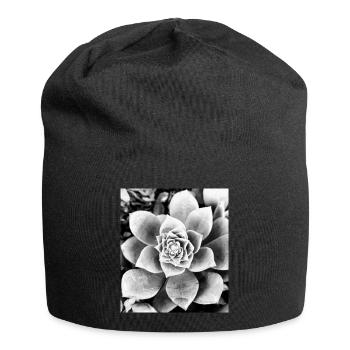 black and white flower - Jersey Beanie - black - Front