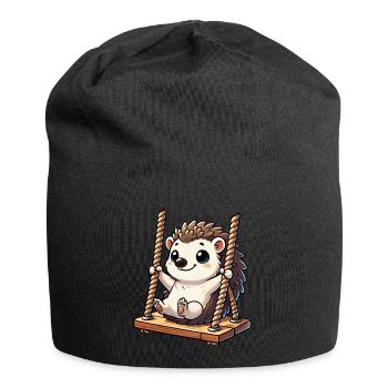 Hérisson mignon balançoires terrain de jeu enfants amusant - Bonnet en jersey - noir - Devant