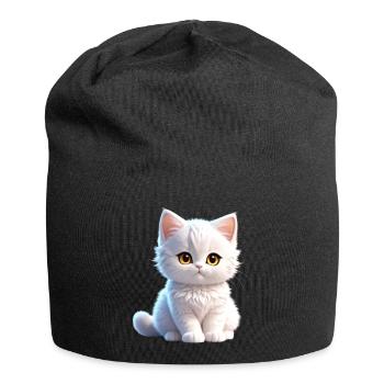 Mignon minou blanc - Bonnet en jersey - noir - Devant