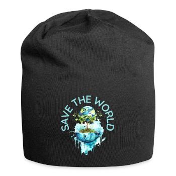 Rette die Welt | Klimawandel, co2, Erde, Umwelt - Jersey-Beanie - Schwarz - Vorne