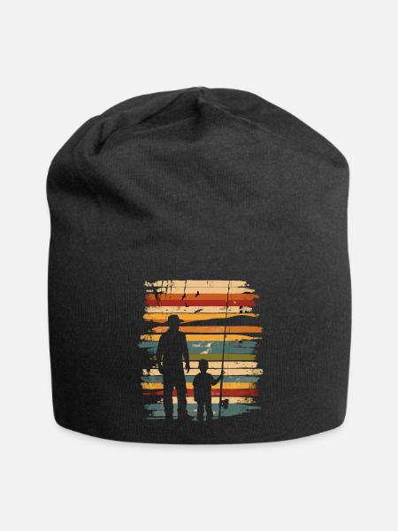 Vater und Sohn Angeln Fischen - Jersey-Beanie - Schwarz
