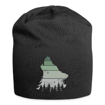 loup forêt rétro arbre vintage chien hurlant icône - Bonnet en jersey - noir - Devant
