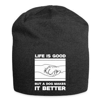 hund life is good pfote - Jersey-Beanie - Anthrazit - Vorne