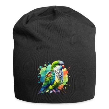 Monk Parakeet Gift - Jersey Beanie - black - Front