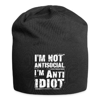Pas fan des humains - Bonnet en jersey - noir - Devant