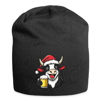 Kuh Weihnachten Bier Lustig - Jersey-Beanie - Schwarz - Vorne