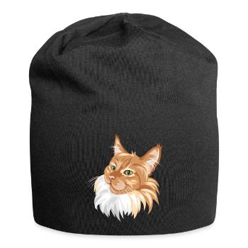 Ingwer Katze Porträt - Jersey-Beanie - Schwarz - Vorne
