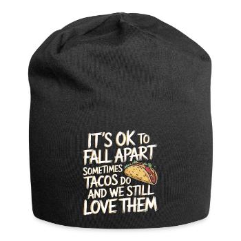 Liebe für Menschlichkeit und Tacos - Jersey-Beanie - Schwarz - Vorne