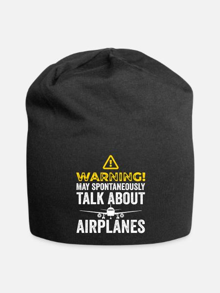 Funny Airplane Tees Men Women Plane Aviation Pilot - Jersey Beanie - black