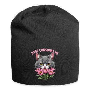 Rage Consumes Me Lustiges Katzenblümchen - Jersey-Beanie - Schwarz - Vorne