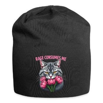 Rage Consumes Me Funny Catflower - Jersey Beanie - black - Front