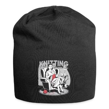 Design de tricot amusant – humour rétro pour l’artisanat - Bonnet en jersey - noir - Devant