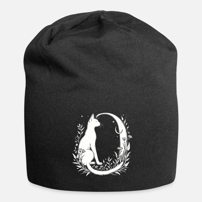 Lettre O avec chat - Bonnet en jersey - noir