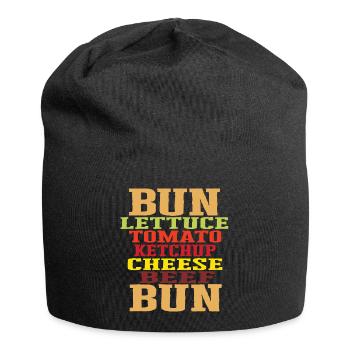Burger Zutaten Typografie Cheeseburger Aufbau - Jersey-Beanie - Schwarz - Vorne
