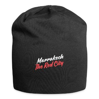 Marakech Die Rote Stadt Retro-Skript - Jersey-Beanie - Schwarz - Vorne
