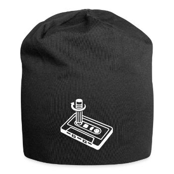 Kassette und Stift - Bleistift - Jersey-Beanie - Schwarz - Vorne