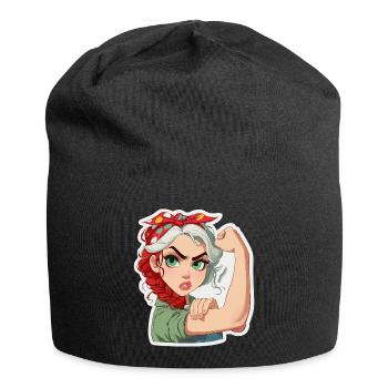 Powerfrau RosieStil Cartoon - Jersey-Beanie - Schwarz - Vorne