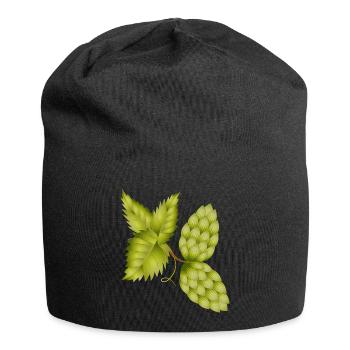 Hops and hop leaf – natural beer motif - Jersey Beanie - black - Front
