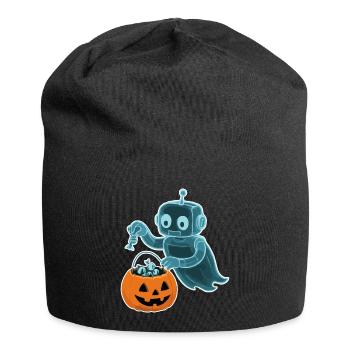Gespenstischer Minibot mit Kürbiskorb - Jersey-Beanie - Schwarz - Vorne