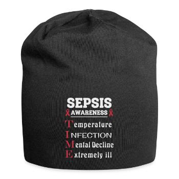 Sepsis Aufklärung T.I.M.E. Leitfaden - Jersey-Beanie - Schwarz - Vorne
