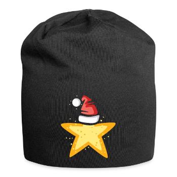 Poinsettia with Santa Hat Illustration - Jersey Beanie - black - Front