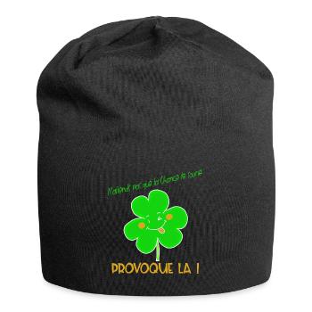 Trèfle Provoque la Chance Joyeuse - Bonnet en jersey - noir - Devant